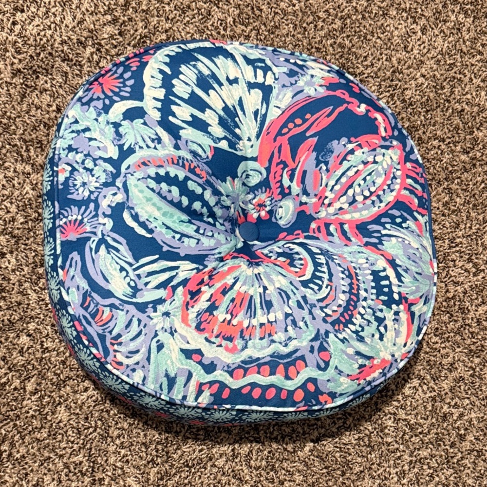Lilly Pulitzer Blue and Pink Floral Pillow